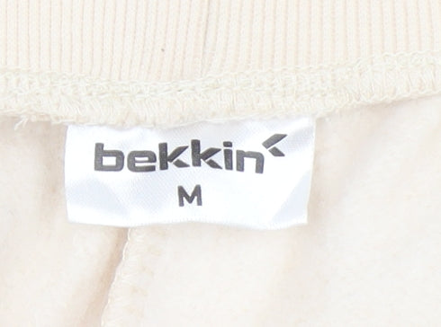 Bekkin Women Beige Jogger Trousers M Cotton Blend Fleece
