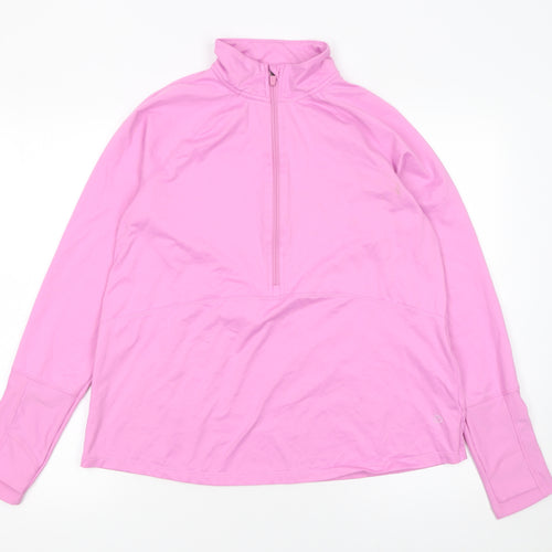Dunnes Stores Womens Pink 1/2 Zip Long Sleeve Pullover Sweatshirt Size 12