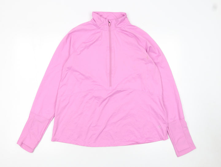 Dunnes Stores Womens Pink 1/2 Zip Long Sleeve Pullover Sweatshirt Size 12