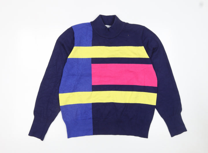 Kelly & Grace Women's Multicoloured Geometric Mock Neck Jumper Size L