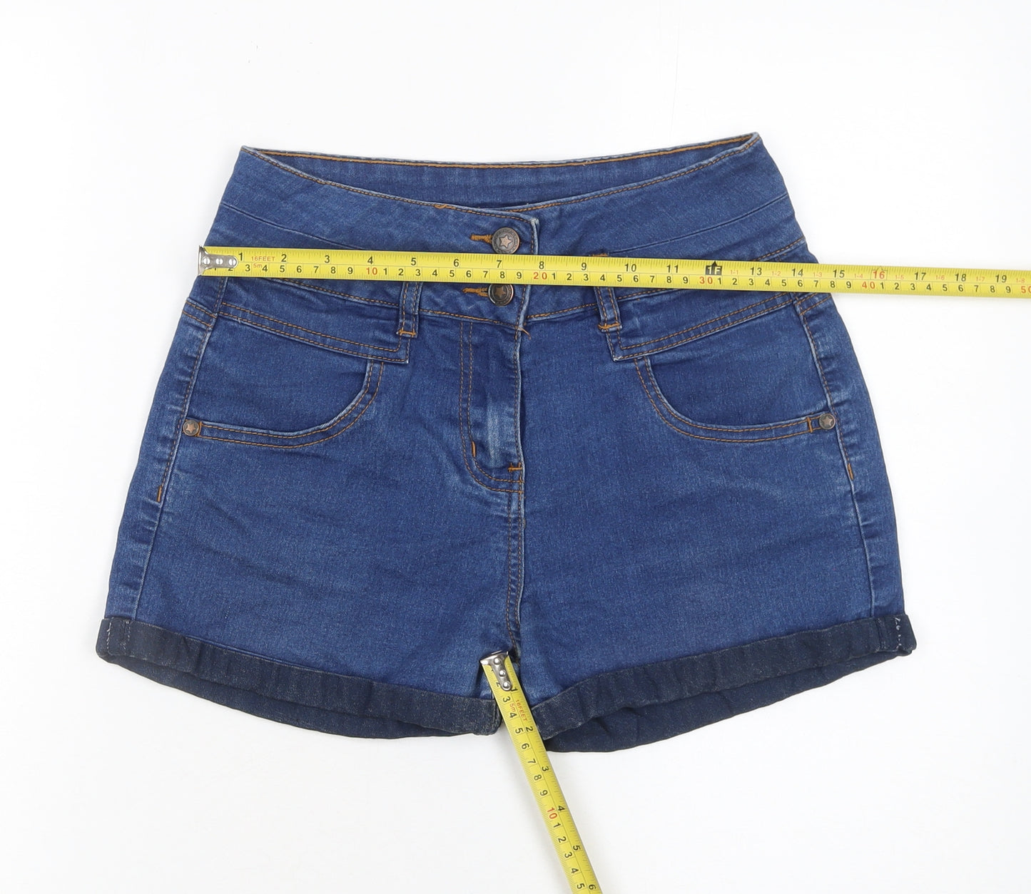 St Bernard for Dunnes Stores Women's Blue High Rise Denim Shorts Size 26in
