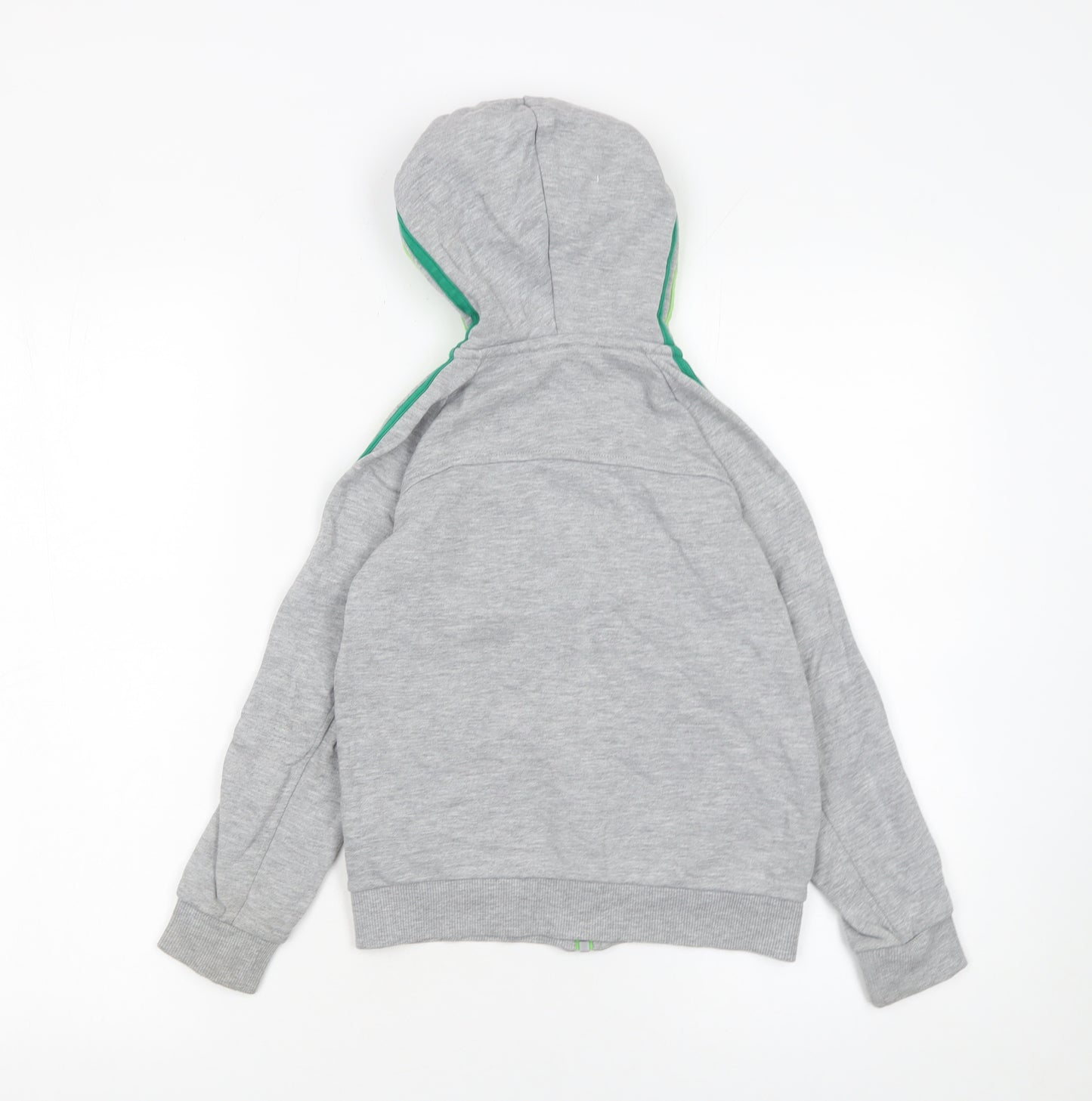Adidas Boys Grey Full Zip Hoodie 7-8 Years Sports Logo Lightweight Top