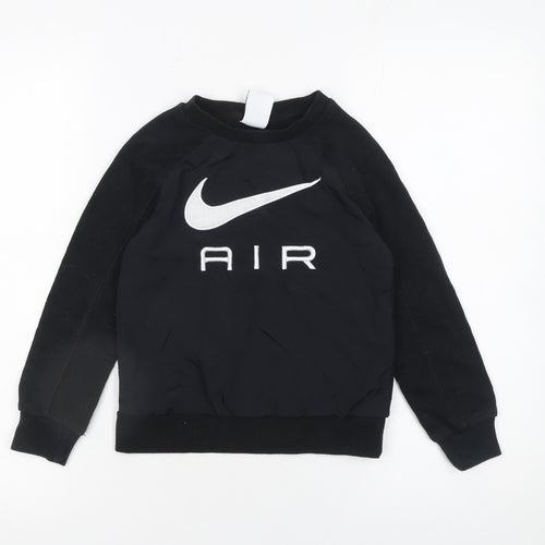 Nike Boys Black Crew Neck Pullover Sweatshirt 4-5 Years Cotton Blend