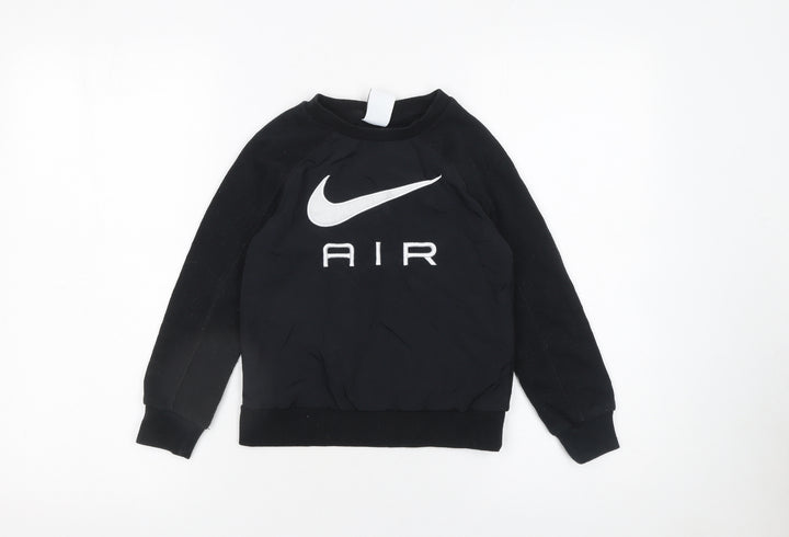 Nike Boys Black Crew Neck Pullover Sweatshirt 4-5 Years Cotton Blend