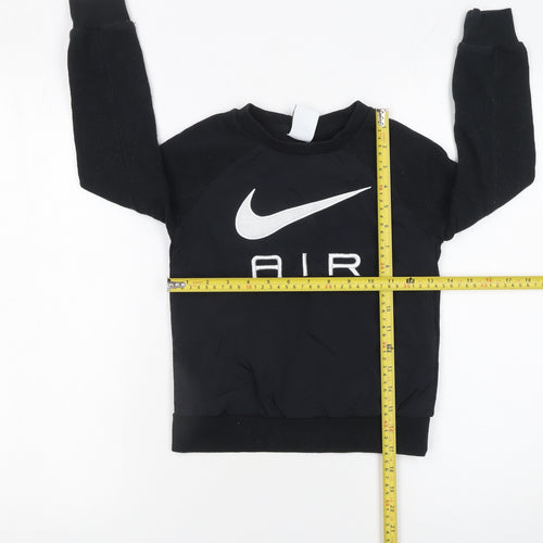 Nike Boys Black Crew Neck Pullover Sweatshirt 4-5 Years Cotton Blend
