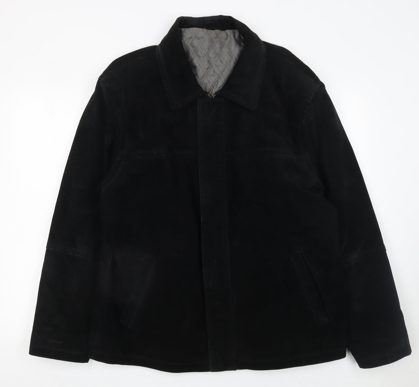 St Bernard Men's Black Leather Mid-Length Jacket L 41in