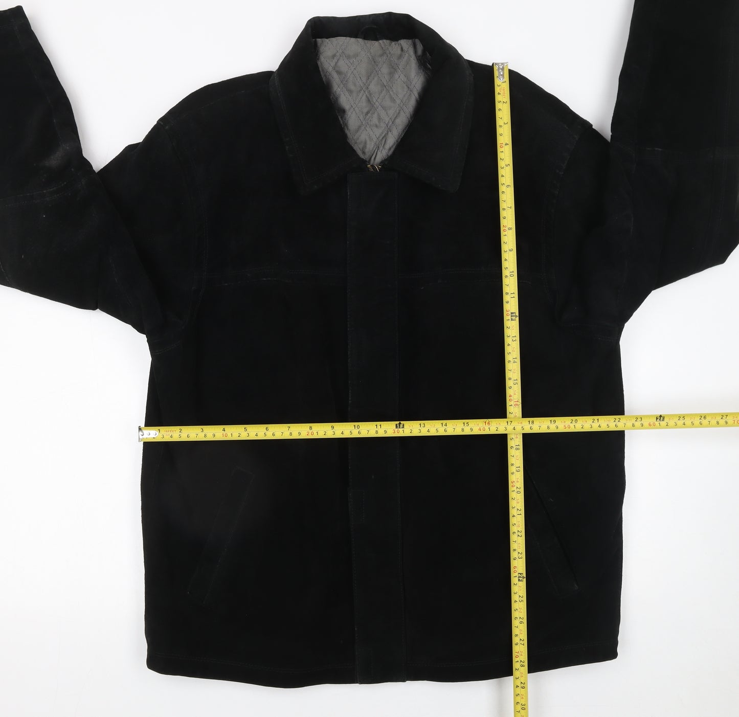 St Bernard Men's Black Leather Mid-Length Jacket L 41in