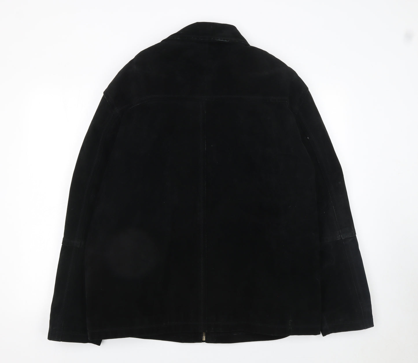 St Bernard Men's Black Leather Mid-Length Jacket L 41in