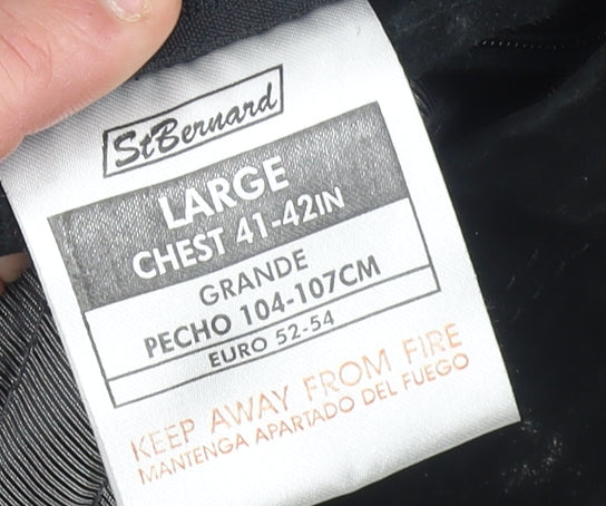 St Bernard Men's Black Leather Mid-Length Jacket L 41in