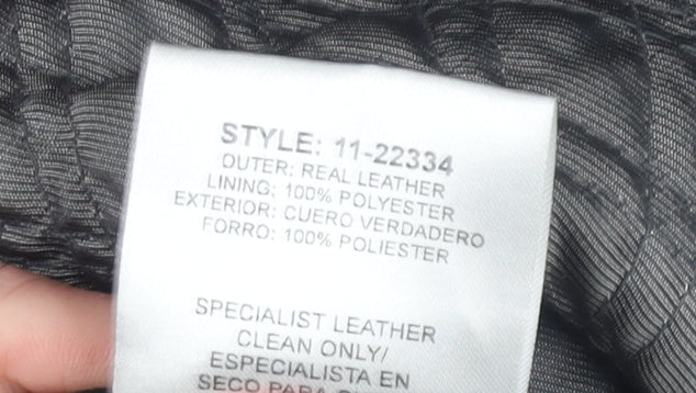 St Bernard Men's Black Leather Mid-Length Jacket L 41in