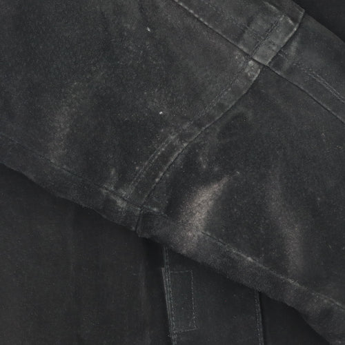 St Bernard Men's Black Leather Mid-Length Jacket L 41in