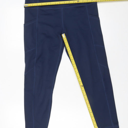 Fit Pink Womens Navy Blue High Waist Leggings Size 12 Polyester Blend