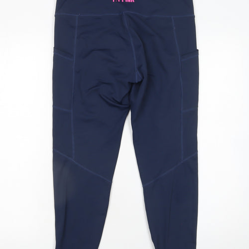 Fit Pink Womens Navy Blue High Waist Leggings Size 12 Polyester Blend