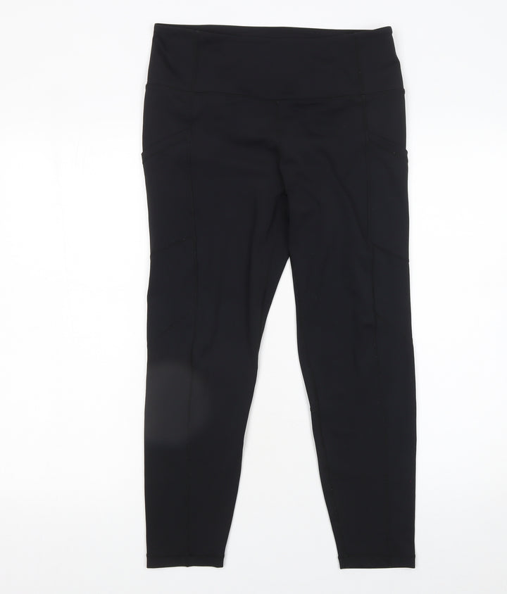 Fit Pink Womens Black Leggings Size 12 Slim Stretch Activewear Trousers