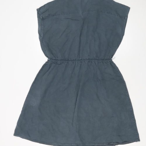 GAP Women Grey Knee Length Wrap Dress Size M Sleeveless Casual Lyocell
