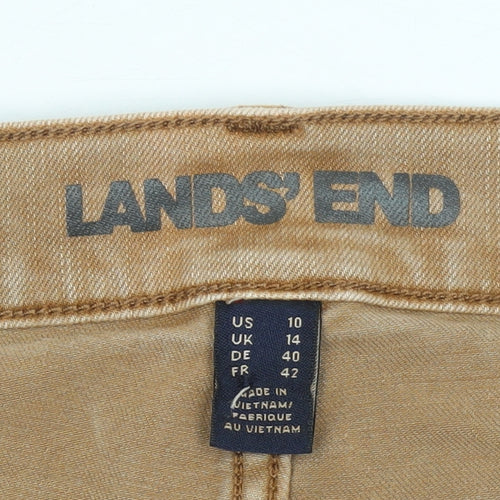 Lands' End Women's Beige Skinny Jeans Size 14 Stretch Denim