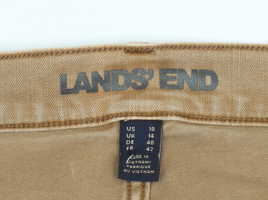 Lands' End Women's Beige Skinny Jeans Size 14 Stretch Denim
