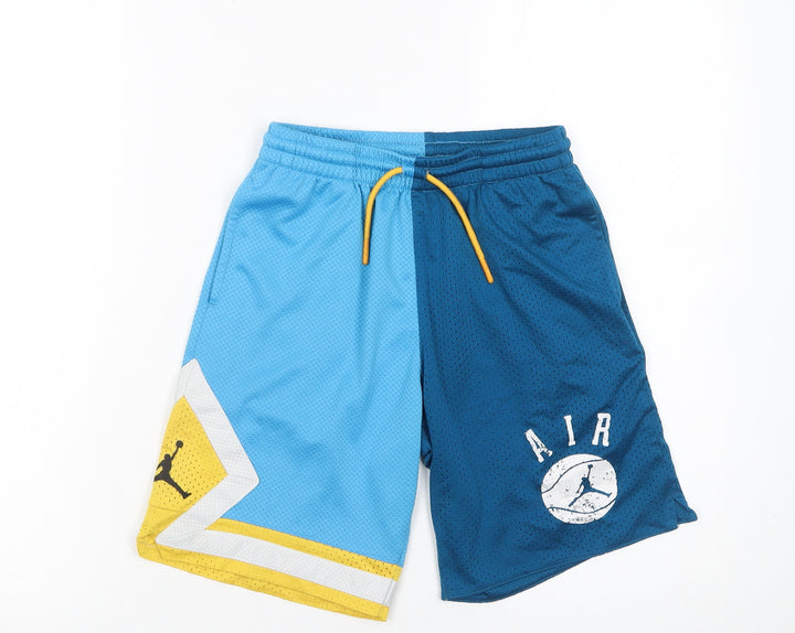 Nike Boys Blue Colourblock Athletic Basketball Shorts 8-10 Years