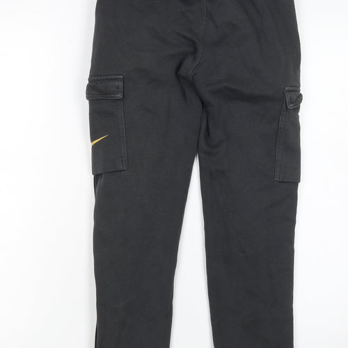 Nike Boys Black Cargo Jogger Trousers M 137-147cm with Gold Swoosh