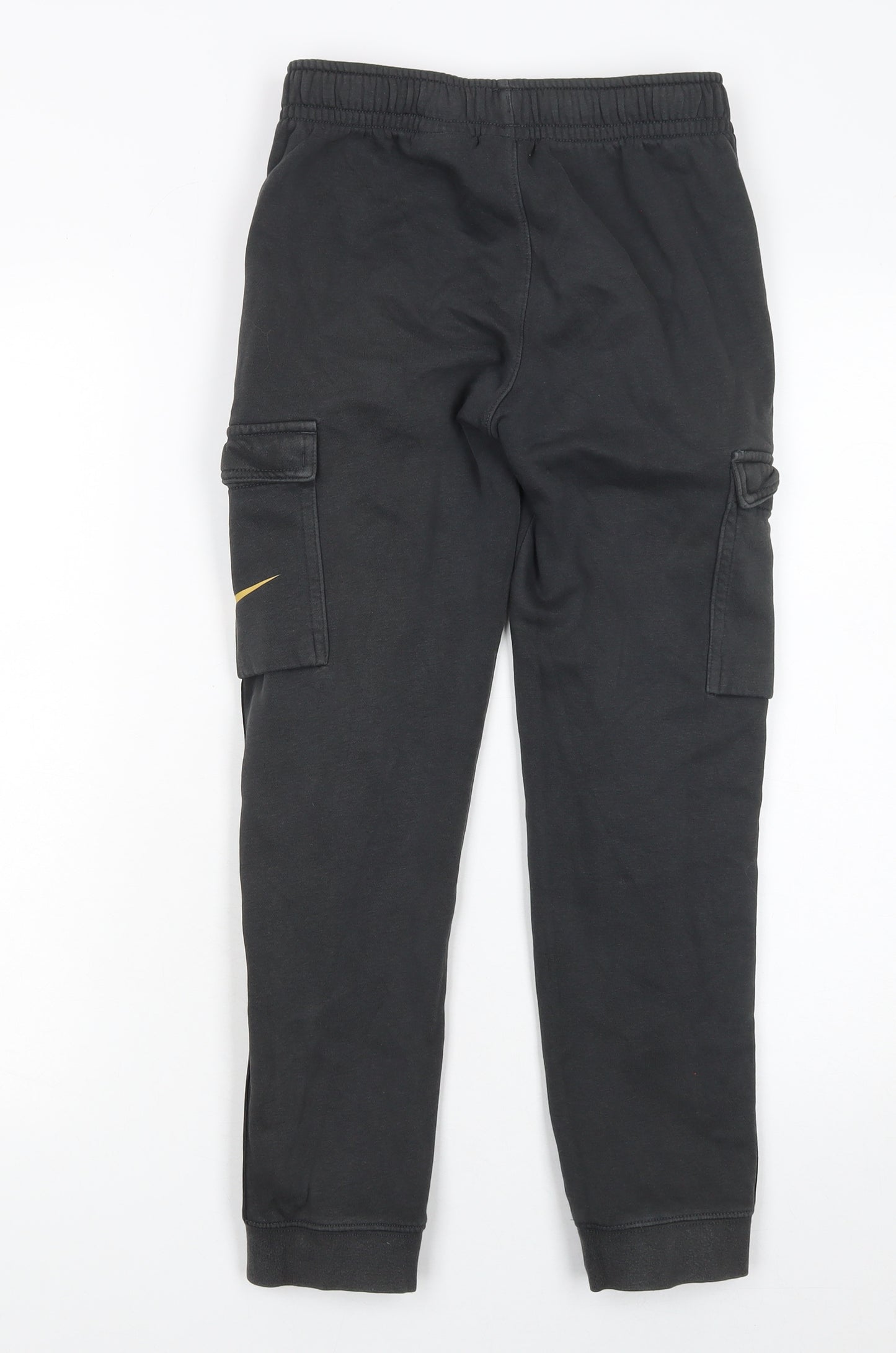 Nike Boys Black Cargo Jogger Trousers M 137-147cm with Gold Swoosh