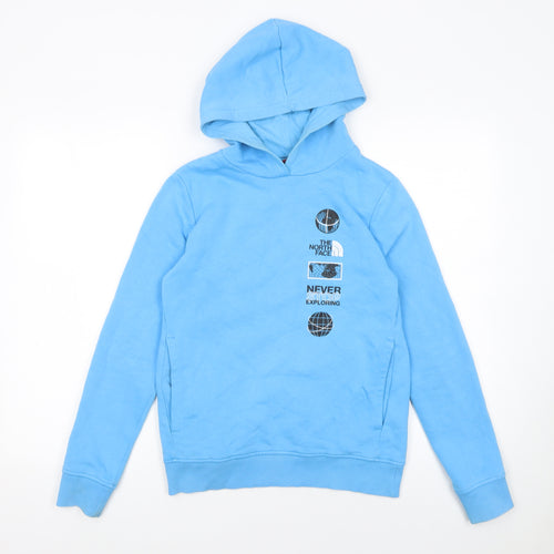 The North Face Boys Blue XL Pullover Hoodie Cotton Blend Graphic Sweatshirt