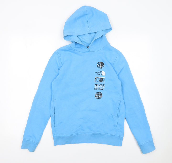 The North Face Boys Blue XL Pullover Hoodie Cotton Blend Graphic Sweatshirt
