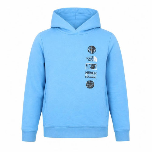 The North Face Boys Blue XL Pullover Hoodie Cotton Blend Graphic Sweatshirt