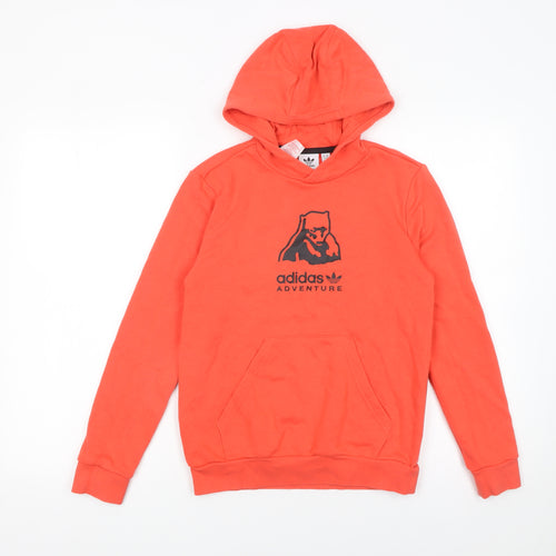 Adidas Boys Orange Adventure Logo Hoodie 11-12 Years Pullover Sweatshirt
