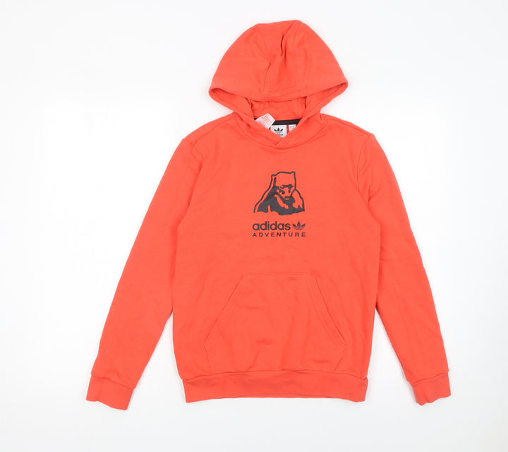 Adidas Boys Orange Adventure Logo Hoodie 11-12 Years Pullover Sweatshirt