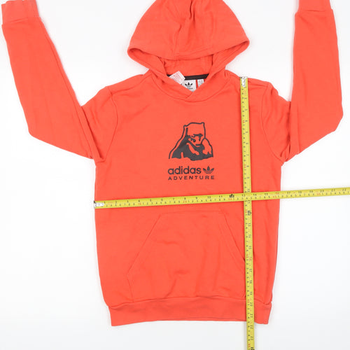 Adidas Boys Orange Adventure Logo Hoodie 11-12 Years Pullover Sweatshirt