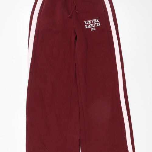 Zara Women’s Red Sweatpants M Elastic Waist Cotton Blend