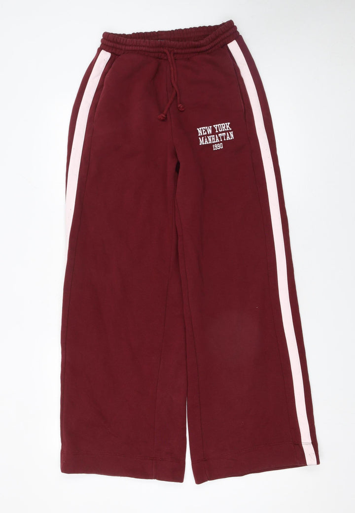 Zara Women’s Red Sweatpants M Elastic Waist Cotton Blend