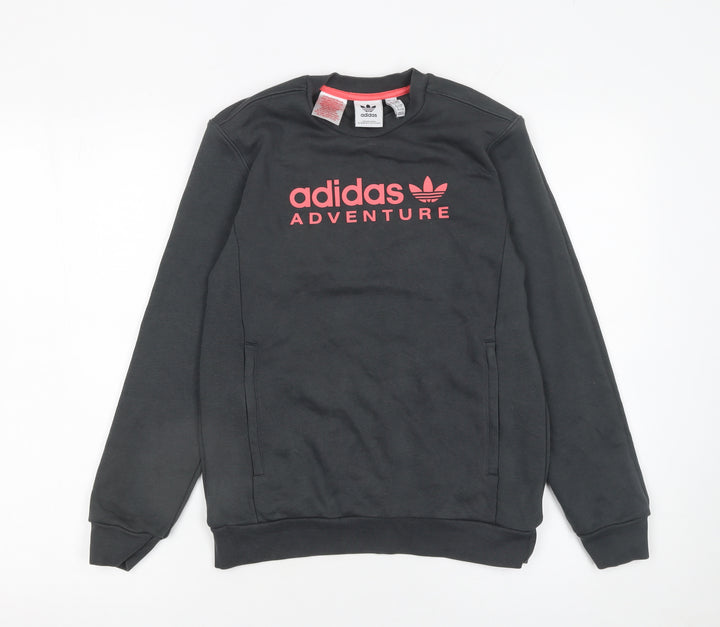 Adidas Girls Black Adventure Logo Pullover Sweatshirt 11-12 Years