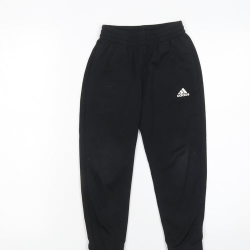 Adidas Boys Black Jogger Trousers 2XS 5-6 Years Elastic Waist Activewear