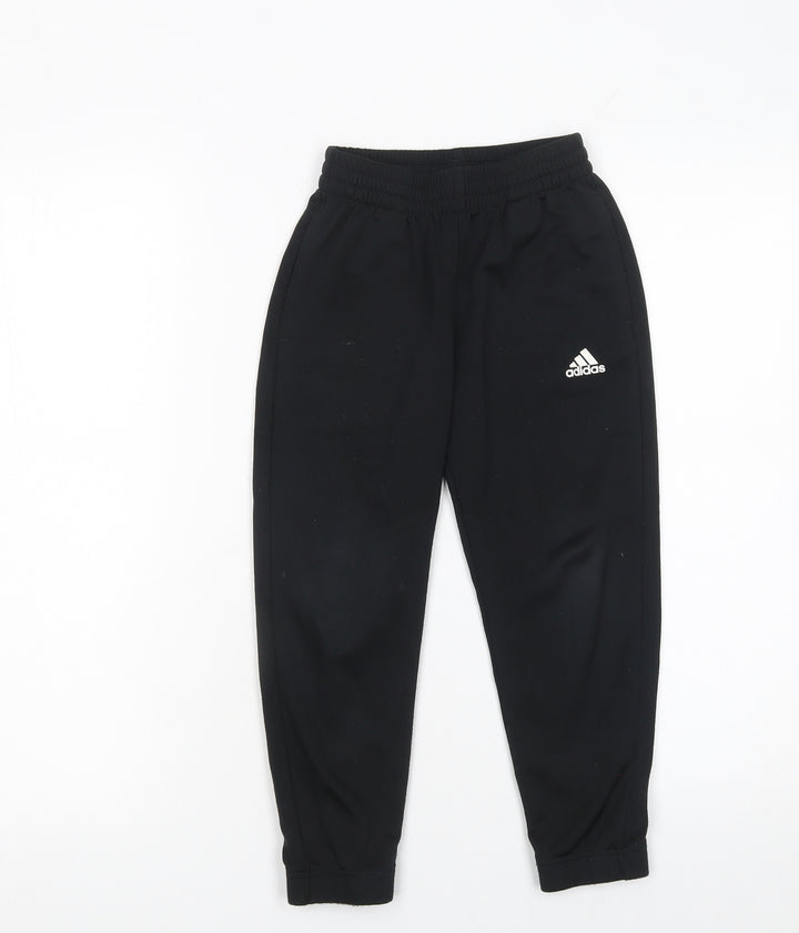 Adidas Boys Black Jogger Trousers 2XS 5-6 Years Elastic Waist Activewear