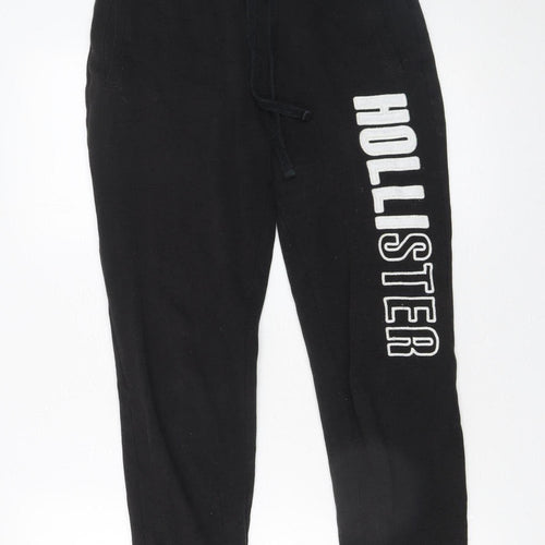 Hollister Womens Black Jogger Trousers XS Fleece Logo Casual