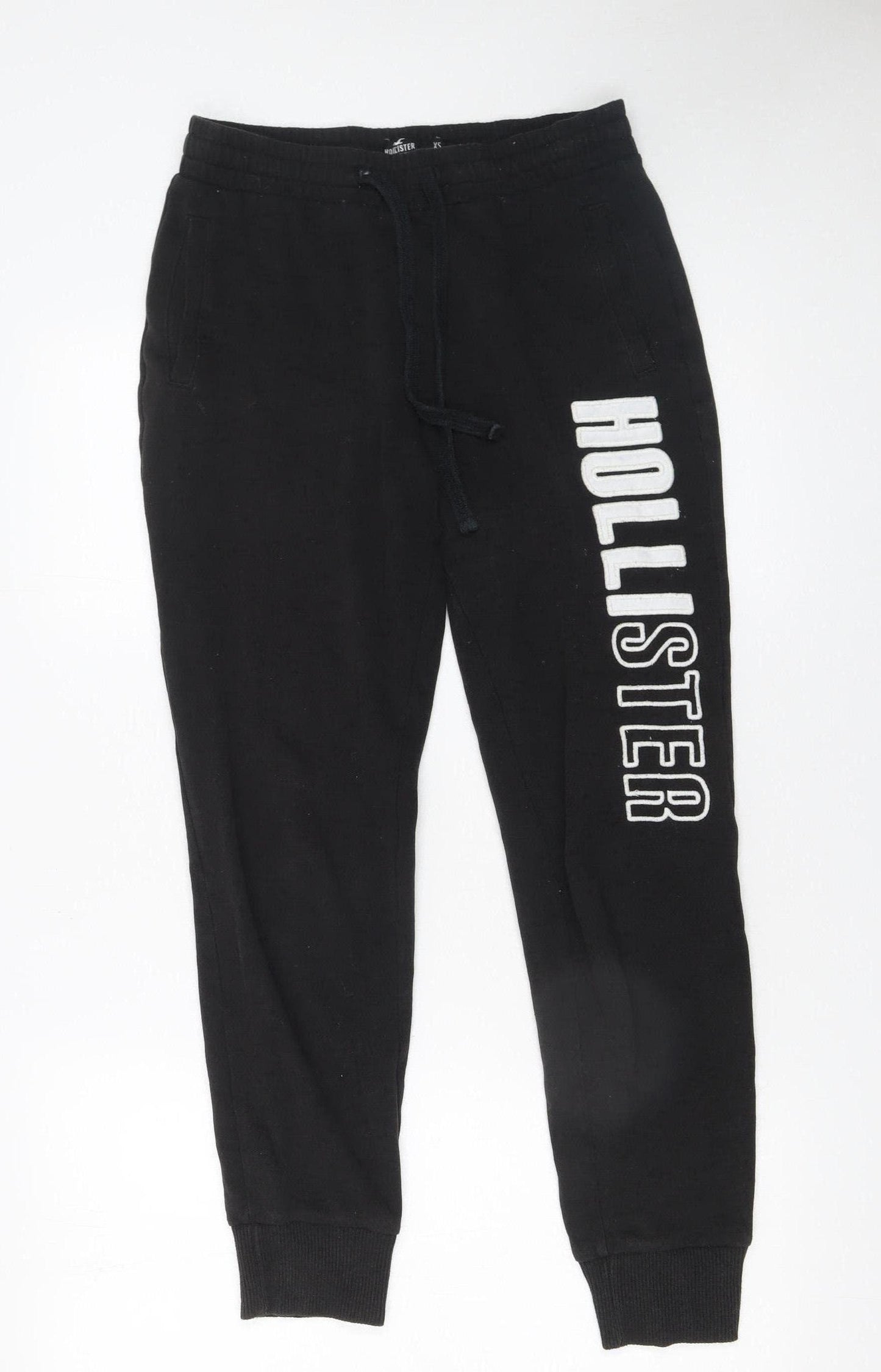 Hollister Womens Black Jogger Trousers XS Fleece Logo Casual