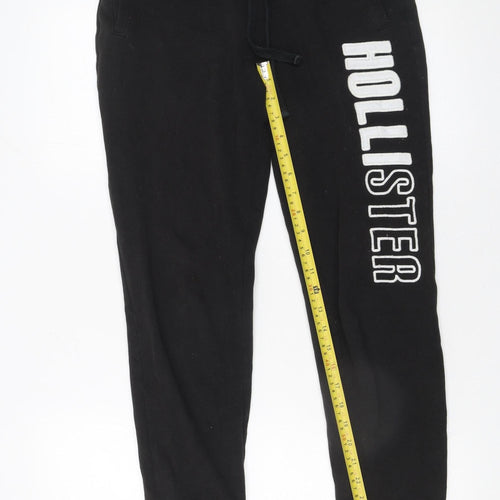 Hollister Womens Black Jogger Trousers XS Fleece Logo Casual