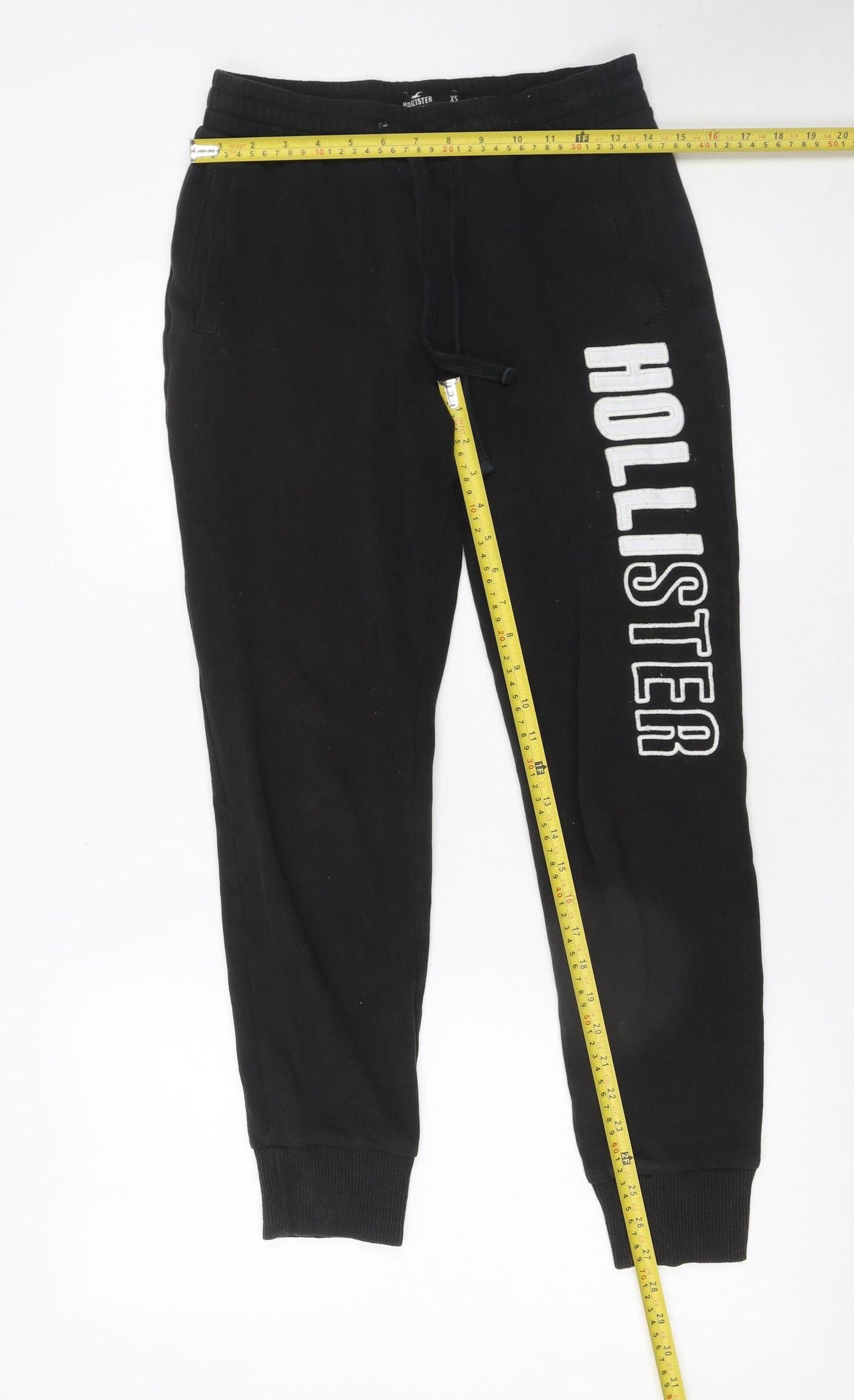 Hollister Womens Black Jogger Trousers XS Fleece Logo Casual
