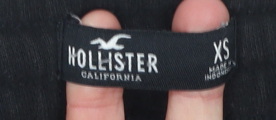 Hollister Womens Black Jogger Trousers XS Fleece Logo Casual