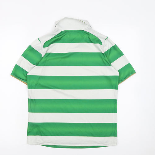 New Balance Boys Green Striped Collared Football Jersey Size 146