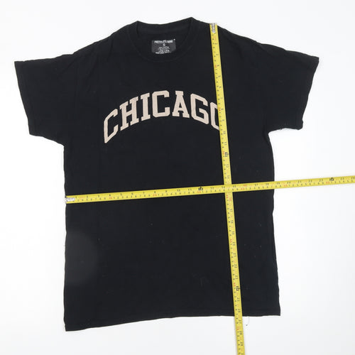 PrettyLittleThing Women Black Chicago Graphic Cotton T-Shirt Size S