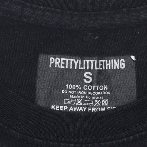 PrettyLittleThing Women Black Chicago Graphic Cotton T-Shirt Size S