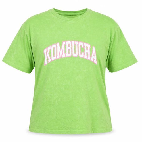 Pull&Bear Women's Green Kombucha Print T-Shirt Size S Casual