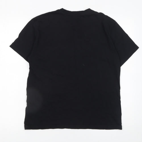 ZARA Women Black Barbie Sequin T-Shirt Size 12 Short Sleeve Cotton