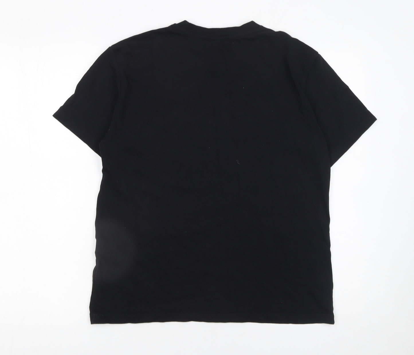 ZARA Women Black Barbie Sequin T-Shirt Size 12 Short Sleeve Cotton