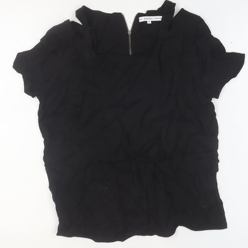 & Other Stories Women's Black Viscose Blouse Size 10 Zip Back Top