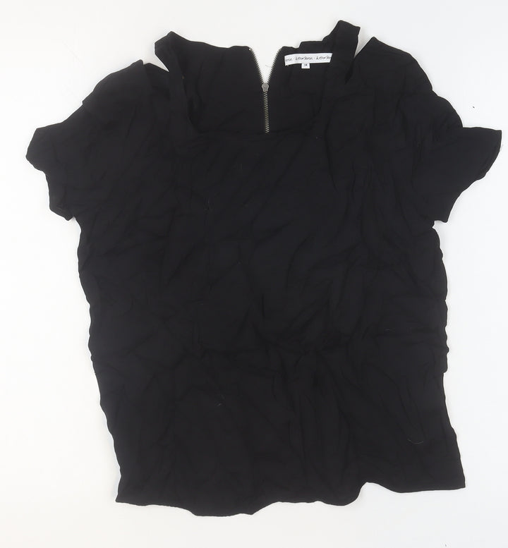 & Other Stories Women's Black Viscose Blouse Size 10 Zip Back Top