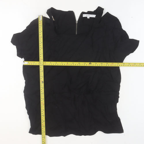 & Other Stories Women's Black Viscose Blouse Size 10 Zip Back Top