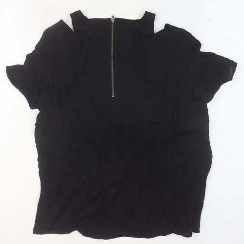 & Other Stories Women's Black Viscose Blouse Size 10 Zip Back Top